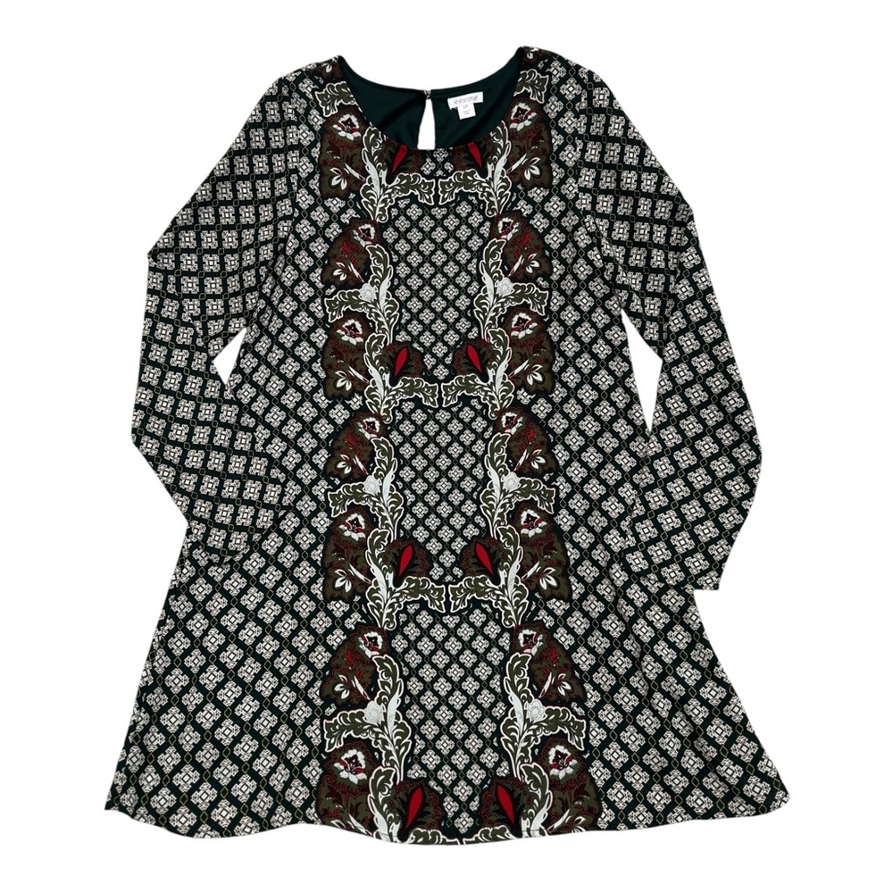 Xhiliration Green Lined Long Sleeve Shift Dress - Womens Size Small